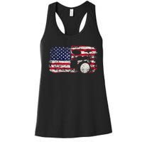 Drum Sets Usa Flag Drummer Music Lover Drumming Women's Racerback Tank