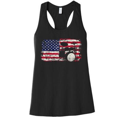 Drum Sets Usa Flag Drummer Music Lover Drumming Women's Racerback Tank