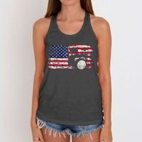 Drum Sets Usa Flag Drummer Music Lover Drumming Women's Knotted Racerback Tank