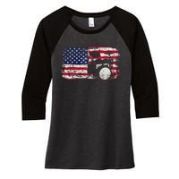 Drum Sets Usa Flag Drummer Music Lover Drumming Women's Tri-Blend 3/4-Sleeve Raglan Shirt