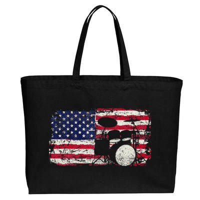 Drum Sets Usa Flag Drummer Music Lover Drumming Cotton Canvas Jumbo Tote