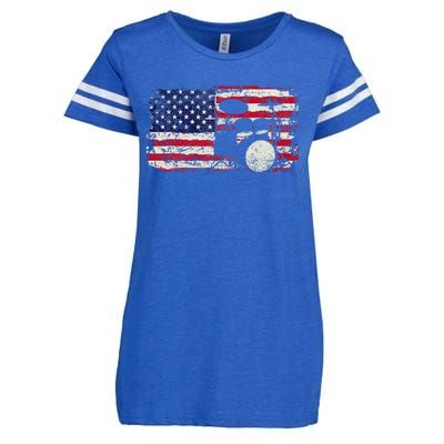 Drum Sets Usa Flag Drummer Music Lover Drumming Enza Ladies Jersey Football T-Shirt