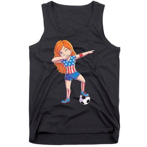 Dabbing Soccer Usa 4th Of July American Flag Tank Top