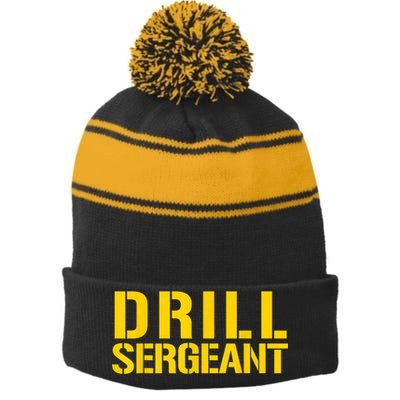 Drill Sergeant Uniform Military Boot Camp Instructor Stripe Pom Pom Beanie
