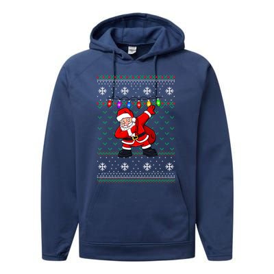 Dabbing Santa Ugly Christmas (1) Performance Fleece Hoodie