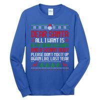 Dear Santa Ugly Christmas Funny Xmas Adult Gift Tall Long Sleeve T-Shirt