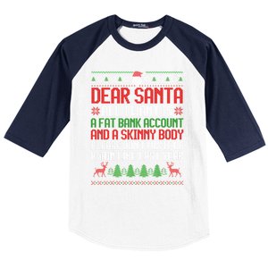 Dear Santa Ugly Christmas Funny Xmas Adult Gift Baseball Sleeve Shirt