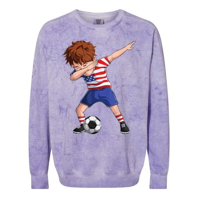 Dabbing Soccer  United States Jersey USA Football Colorblast Crewneck Sweatshirt