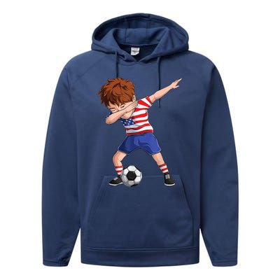 Dabbing Soccer  United States Jersey USA Football Performance Fleece Hoodie