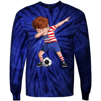 Dabbing Soccer  United States Jersey USA Football Tie-Dye Long Sleeve Shirt