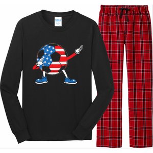 Dabbing Soccer USA Flag For Soccer Lover Long Sleeve Pajama Set