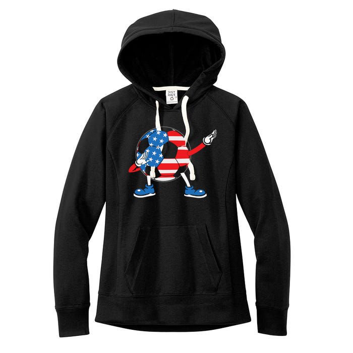 Dabbing Soccer USA Flag For Soccer Lover Women's Fleece Hoodie