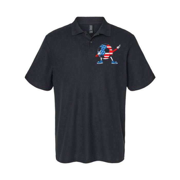 Dabbing Soccer USA Flag For Soccer Lover Softstyle Adult Sport Polo