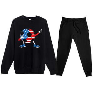 Dabbing Soccer USA Flag For Soccer Lover Premium Crewneck Sweatsuit Set