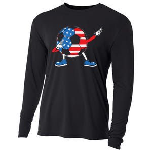 Dabbing Soccer USA Flag For Soccer Lover Cooling Performance Long Sleeve Crew