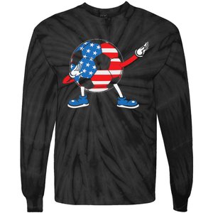 Dabbing Soccer USA Flag For Soccer Lover Tie-Dye Long Sleeve Shirt