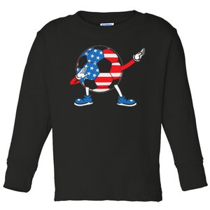 Dabbing Soccer USA Flag For Soccer Lover Toddler Long Sleeve Shirt