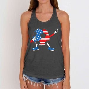 Dabbing Soccer USA Flag For Soccer Lover Women's Knotted Racerback Tank