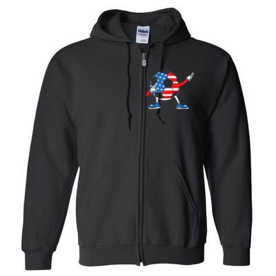 Dabbing Soccer USA Flag For Soccer Lover Full Zip Hoodie