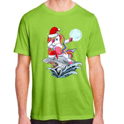 Dabbing Santa Unicorn Riding Shark Christmas Sharkmas Cool Gift Adult ChromaSoft Performance T-Shirt