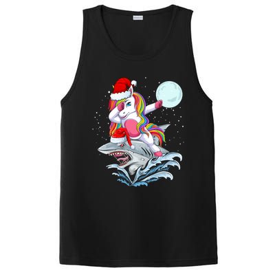 Dabbing Santa Unicorn Riding Shark Christmas Sharkmas Cool Gift PosiCharge Competitor Tank