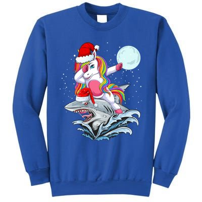 Dabbing Santa Unicorn Riding Shark Christmas Sharkmas Cool Gift Sweatshirt