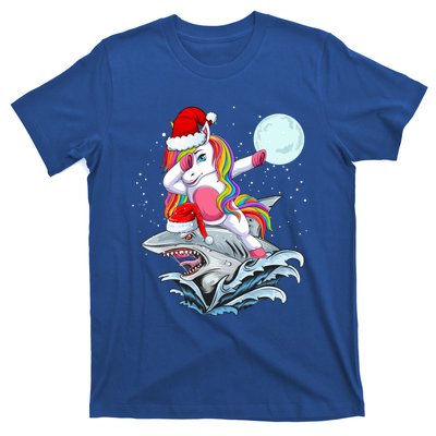 Dabbing Santa Unicorn Riding Shark Christmas Sharkmas Cool Gift T-Shirt