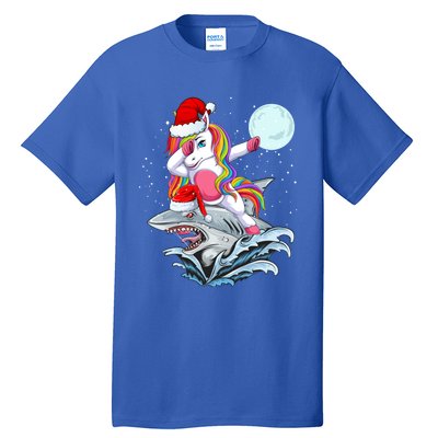 Dabbing Santa Unicorn Riding Shark Christmas Sharkmas Cool Gift Tall T-Shirt