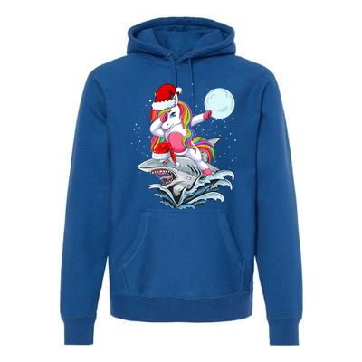 Dabbing Santa Unicorn Riding Shark Christmas Sharkmas Cool Gift Premium Hoodie