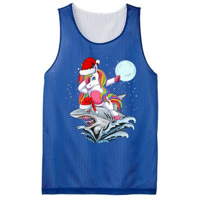 Dabbing Santa Unicorn Riding Shark Christmas Sharkmas Cool Gift Mesh Reversible Basketball Jersey Tank