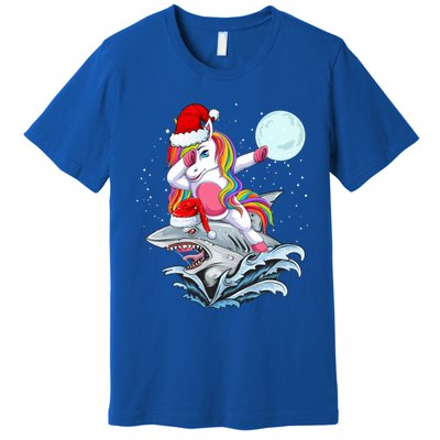 Dabbing Santa Unicorn Riding Shark Christmas Sharkmas Cool Gift Premium T-Shirt