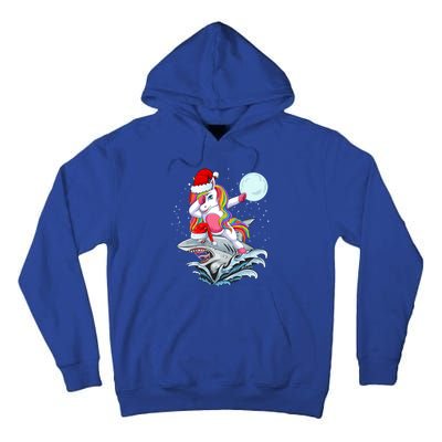 Dabbing Santa Unicorn Riding Shark Christmas Sharkmas Cool Gift Tall Hoodie