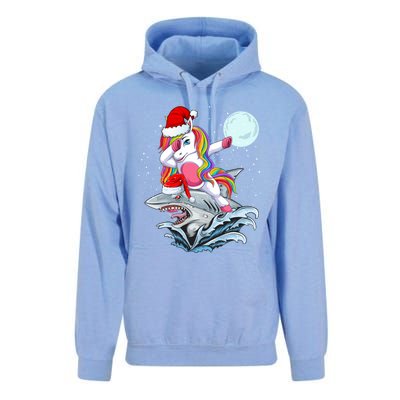 Dabbing Santa Unicorn Riding Shark Christmas Sharkmas Cool Gift Unisex Surf Hoodie