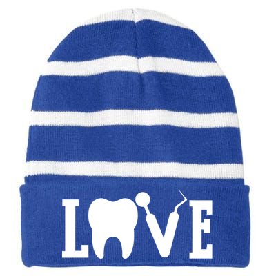 Dental Squad Valentine's Students Dentist Assistants Hygiene Gift Striped Beanie with Solid Band