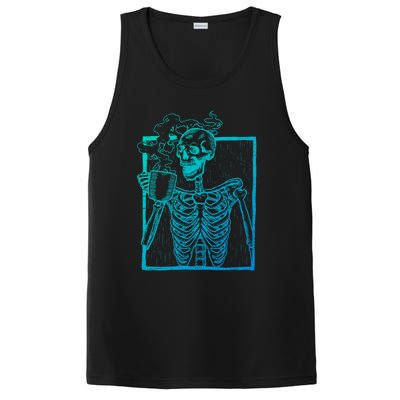 Distressed Skeleton Vintage Smiling Skull Ing Coffee Gift PosiCharge Competitor Tank