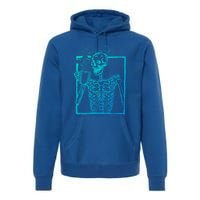 Distressed Skeleton Vintage Smiling Skull Ing Coffee Gift Premium Hoodie