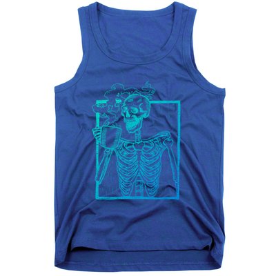 Distressed Skeleton Vintage Smiling Skull Ing Coffee Gift Tank Top