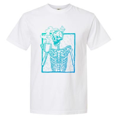 Distressed Skeleton Vintage Smiling Skull Ing Coffee Gift Garment-Dyed Heavyweight T-Shirt