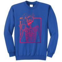 Distressed Skeleton Vintage Smiling Skull Ing Coffee Gift Sweatshirt