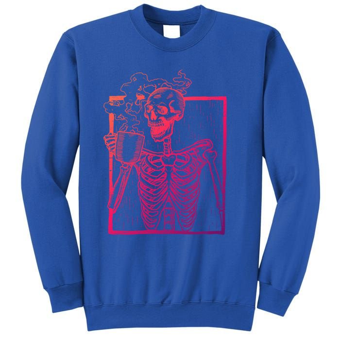 Distressed Skeleton Vintage Smiling Skull Ing Coffee Gift Sweatshirt