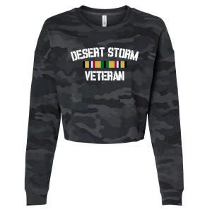 Desert Storm Veteran Pride Persian Gulf War Service Ribbon Gift Cropped Pullover Crew