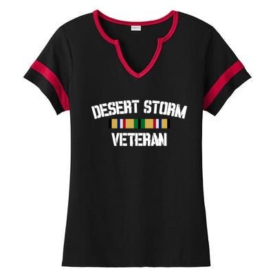 Desert Storm Veteran Pride Persian Gulf War Service Ribbon Gift Ladies Halftime Notch Neck Tee