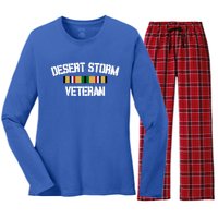 Desert Storm Veteran Pride Persian Gulf War Service Ribbon Gift Women's Long Sleeve Flannel Pajama Set 