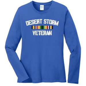 Desert Storm Veteran Pride Persian Gulf War Service Ribbon Gift Ladies Long Sleeve Shirt