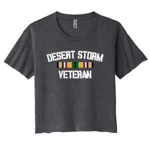 Desert Storm Veteran Pride Persian Gulf War Service Ribbon Gift Women's Crop Top Tee