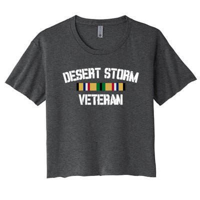 Desert Storm Veteran Pride Persian Gulf War Service Ribbon Gift Women's Crop Top Tee