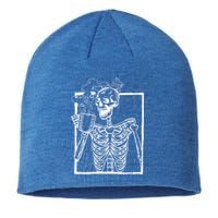 Distressed Skeleton Vintage Smiling Skull Ing Coffee Gift Sustainable Beanie