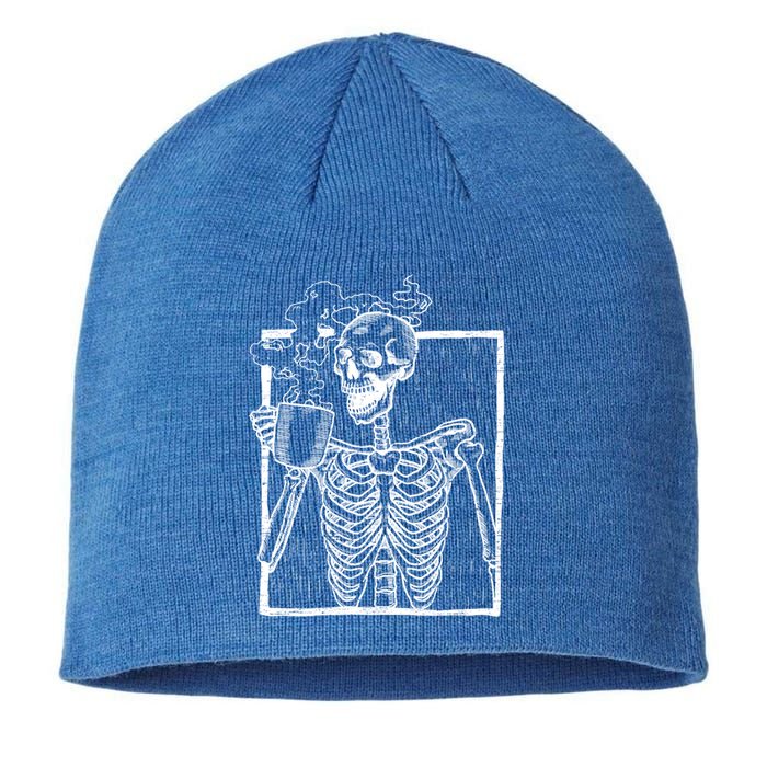 Distressed Skeleton Vintage Smiling Skull Ing Coffee Gift Sustainable Beanie