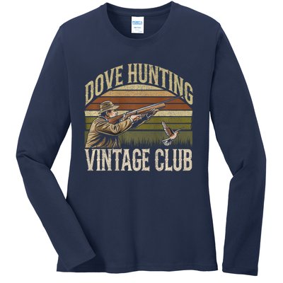 Dove Slayerr Vintage Club Bird Hunter Dove Season Ladies Long Sleeve Shirt