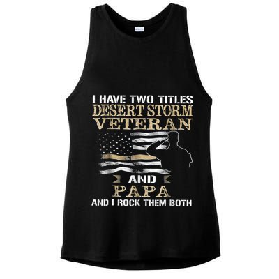 Desert Storms Veteran And Papa Rocks Them Both Veteran Dads Cool Gift Ladies PosiCharge Tri-Blend Wicking Tank